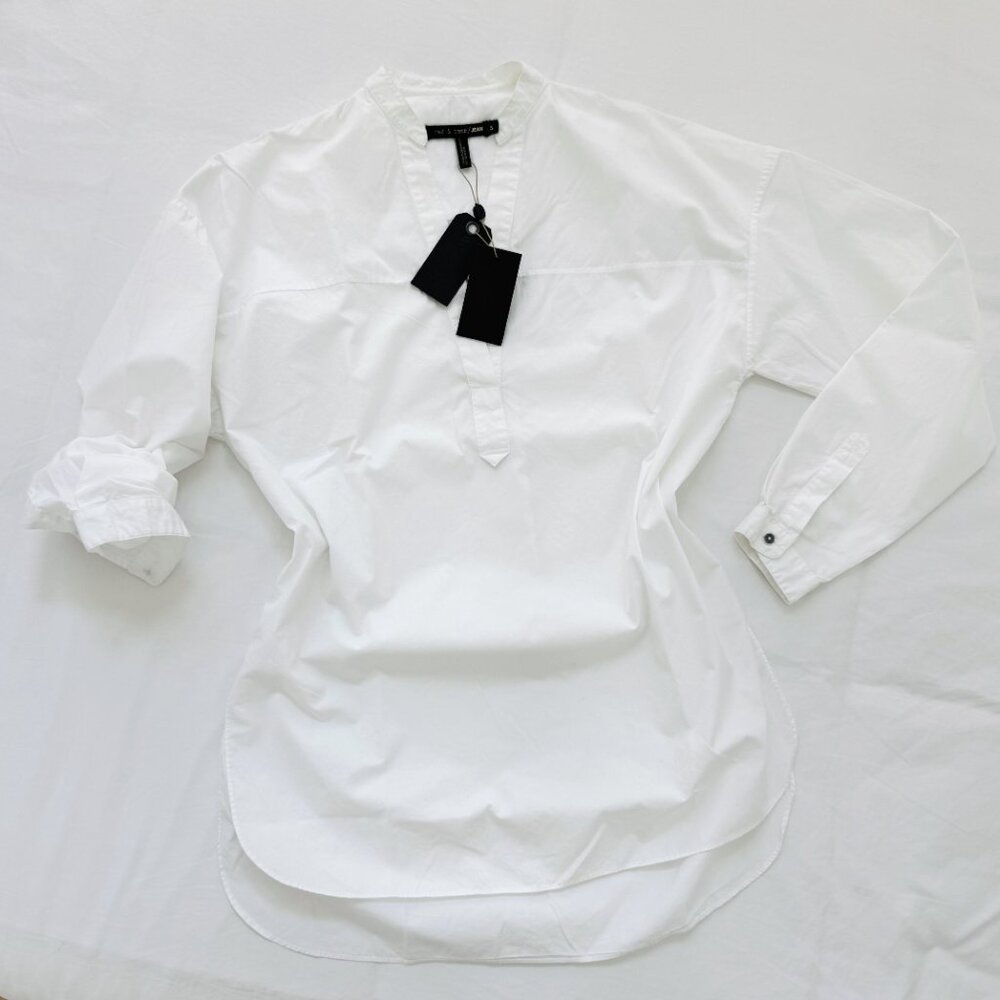 NEW rag & bone Barcelona white tunic collarless high low tennis hem size S Small